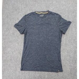 Smartwool Merino Sport 150 Shirt Men Large Henley Blue Heather Short Sleeve Hemp